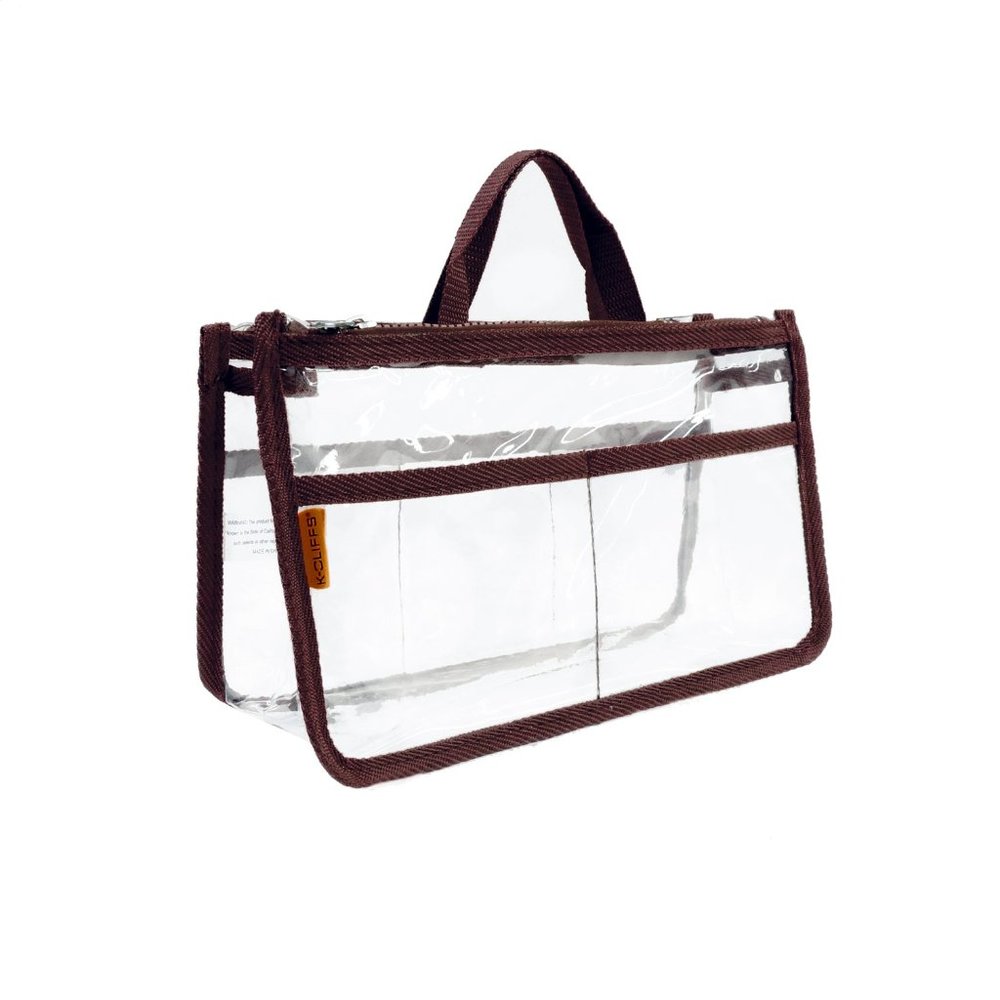 Purse Organizer, Clear PVC - BrownTrim - Picture 3 of 6